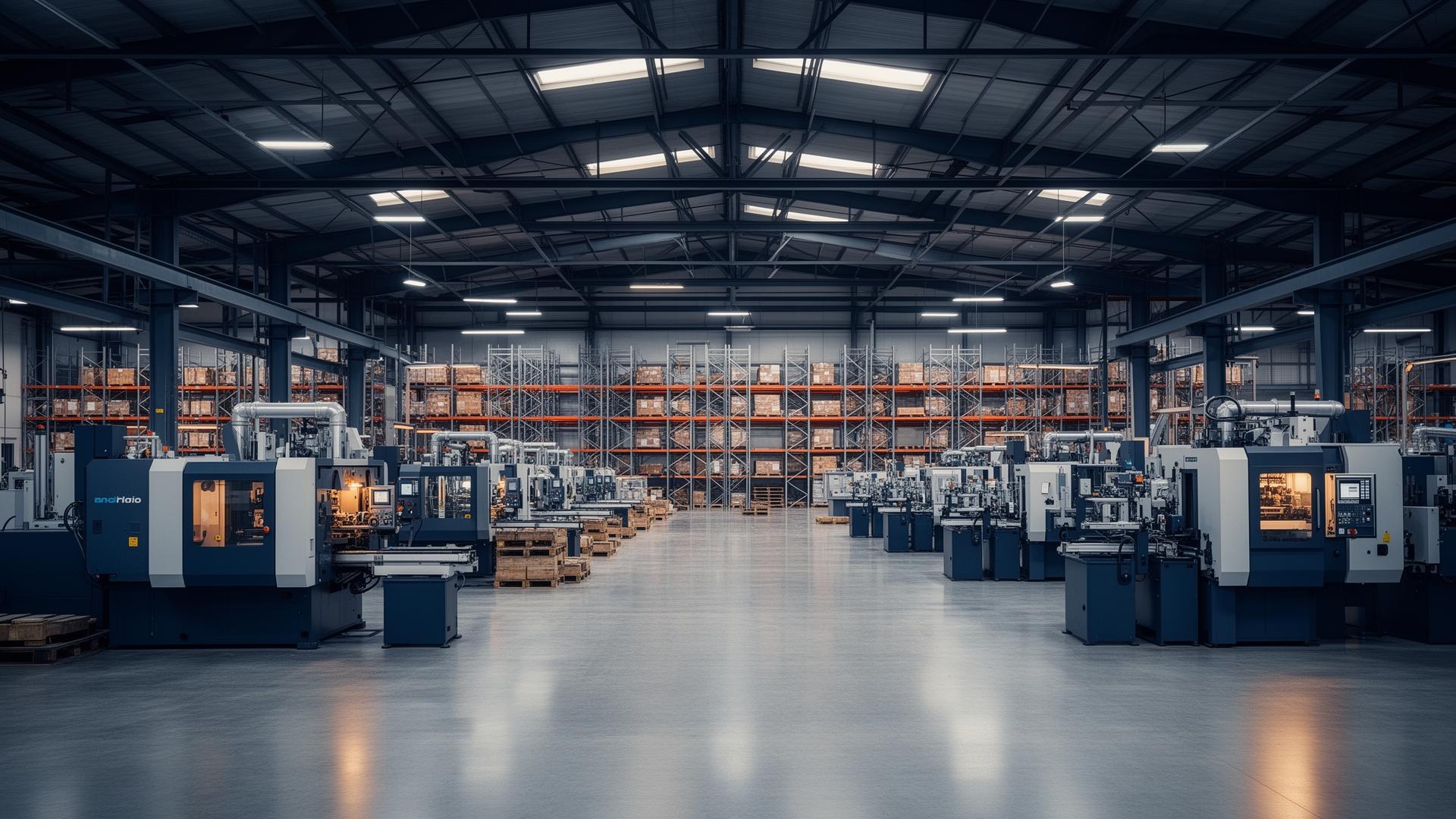 Interior of a modern manufacturing and warehouse facility